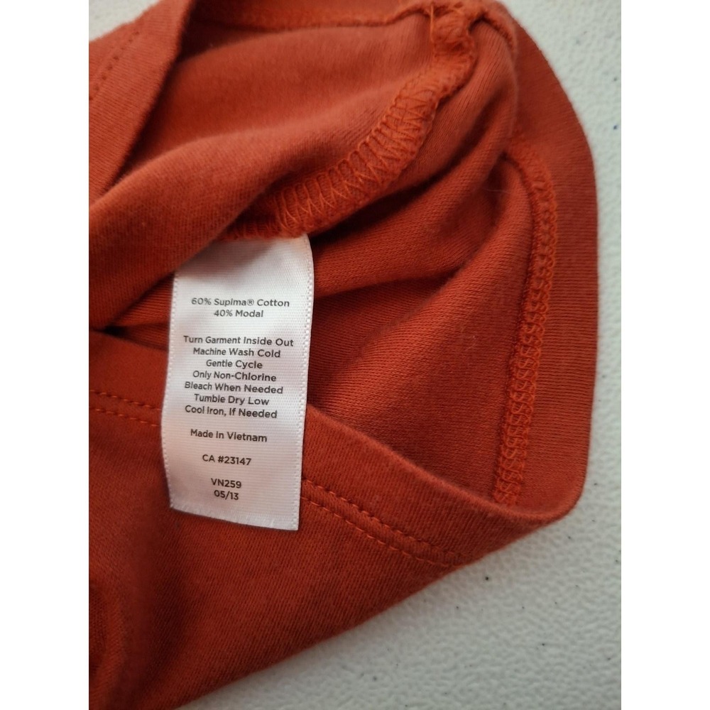 3/$15 Talbots 1X Rust Orange Supima Cotton Modal Blend Button Round Neck Shirt - Picture 5 of 5